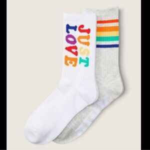 PINK Victoria's Secret Rainbow Socks - White and Gray
